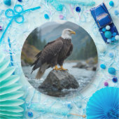 川の岩に生えるハゲのワシ ペーパープレート (パーティー)