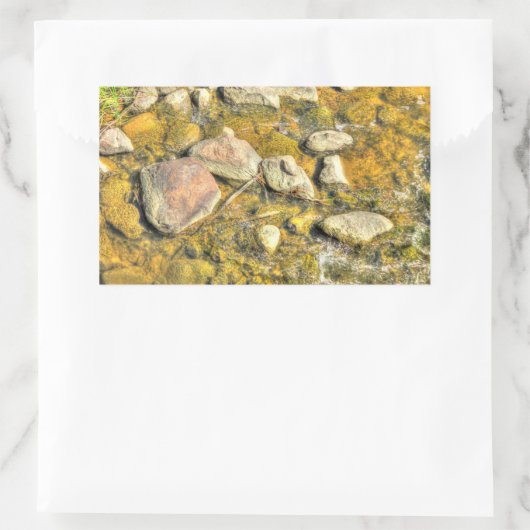 川の岩 長方形シール (バッグ)