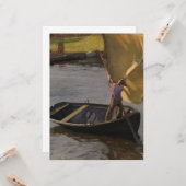 川の帆船に乗った少年 カード (正面/裏面インサイチュ)