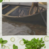 川の帆船の少年（Magnus Enckell著） キッチンタオル (折り畳み)