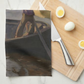 川の帆船の少年（Magnus Enckell著） キッチンタオル (四つ折り)