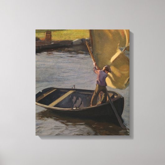 川の帆船の少年（Magnus Enckell著） キャンバスプリント (正面)
