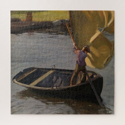 川の帆船の少年（Magnus Enckell著） ジグソーパズル (縦)