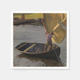 川の帆船の少年（Magnus Enckell著） スタンダードカクテルナプキン