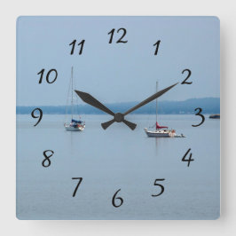 川の帆船 スクエア壁時計
