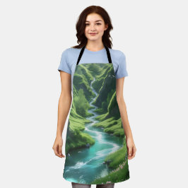 "川の抱擁 – 魅惑のヒルズキッチン エプロン