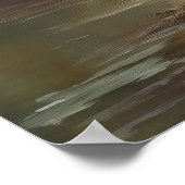 川の日の出を眺める ポスター (角)