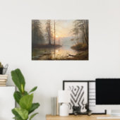 川の日の出を眺める ポスター (ホームオフィス)