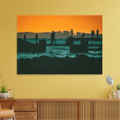 川の日没の風景，モンテビデオ，ウルグアイ キャンバスプリント (インサイチュ (リビング))