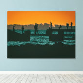 川の日没の風景，モンテビデオ，ウルグアイ キャンバスプリント (インサイチュ (ウッドフロア))