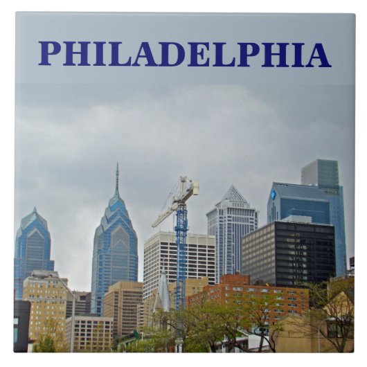 川の歩行からのフィラデルヒィアのスカイライン タイル (正面)