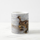 川の母及びベビーのマガモ コーヒーマグカップ (中央)