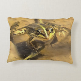 川の水に浸した沼のカエル絵画 アクセントクッション
