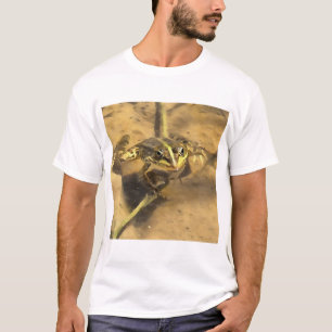 川の水に浸した沼のカエル絵画 Tシャツ