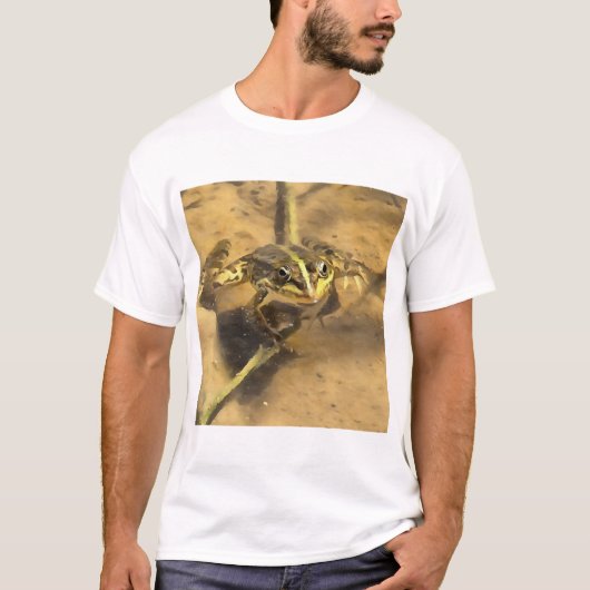 川の水に浸した沼のカエル絵画 Tシャツ (正面)