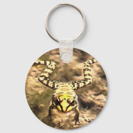 川の水のペンキに浸澄んされた泳ぐカエル キーホルダー