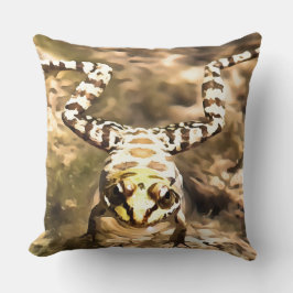 川の水のペンキに浸澄んされた泳ぐカエル クッション