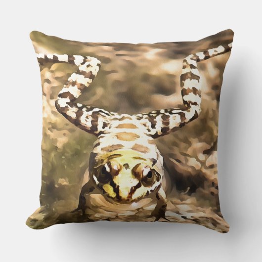 川の水のペンキに浸澄んされた泳ぐカエル クッション (正面)