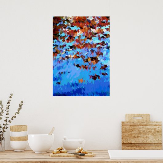 川の水の木の反射 ポスター (キッチン)