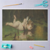 川の水の油絵を見てキューピッド 薄葉紙 (クラフト)