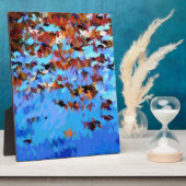 川の水面に映る木の反射 フォトプラーク (側面)