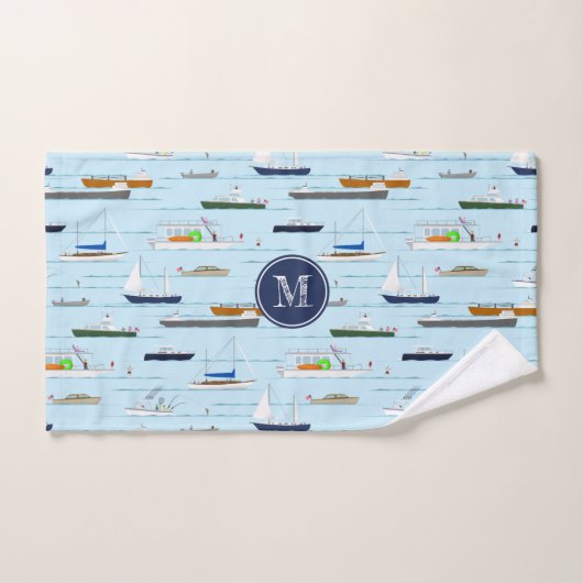 川の沿岸の湖でセーリングの日 ハンドタオル (ハンドタオル)