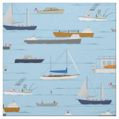 川の沿岸の湖の川の舟遊び ファブリック (見本)