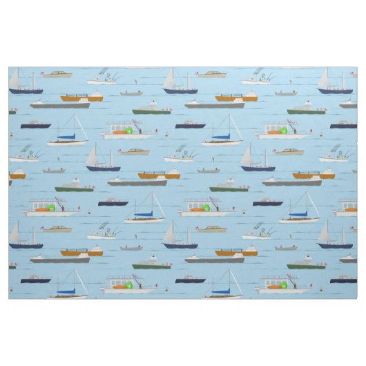 川の沿岸の湖の川の舟遊び ファブリック (ファットクウォーター)