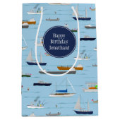 川の沿岸の湖の川の舟遊び ミディアムペーパーバッグ (正面)