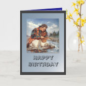 川の漁師 カード (黄色い花)