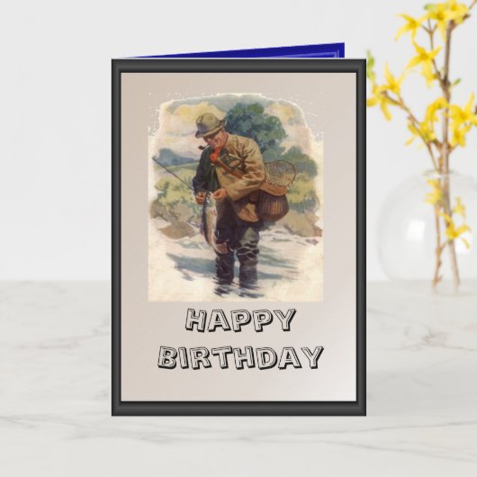 川の漁師 カード (黄色い花)