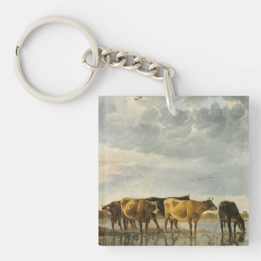 川の牛Aelbert Cuyp キーホルダー (正面)