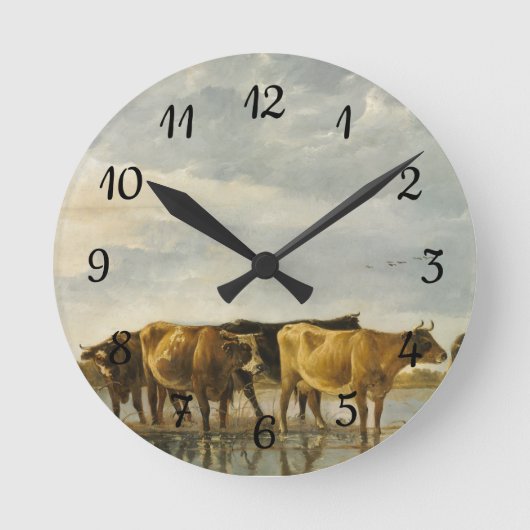 川の牛Aelbert Cuyp ラウンド壁時計 (正面)