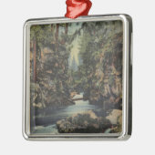 川の狂暴な川、オレゴン-上部の峡谷--の眺め メタルオーナメント (左)