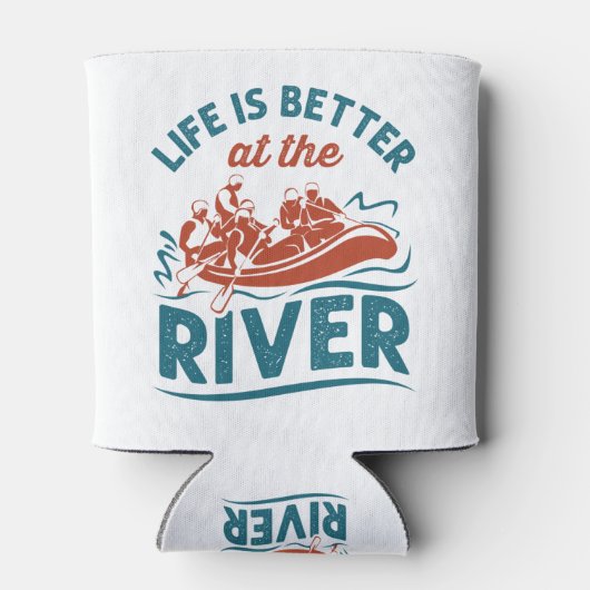 川の白い水のラフティングで人生は良い 缶クーラー (裏面)