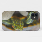 川の石の赤い耳付つきのスライダーのカメ Case-Mate iPhoneケース (裏面(横))