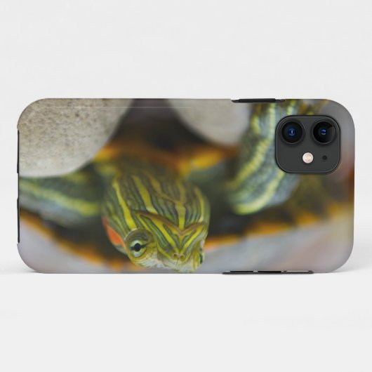 川の石の赤い耳付つきのスライダーのカメ Case-Mate iPhoneケース (裏面(横))