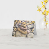 川の石 カード (黄色い花)