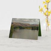 川の砂漠と農地、美しい風景 カード (黄色い花)