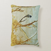 川の端の抽象芸術のベルトを付けられたカワセミ アクセントクッション (裏面(縦))