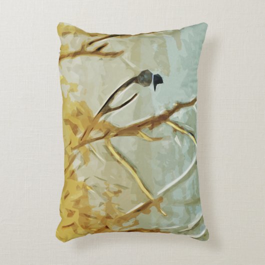 川の端の抽象芸術のベルトを付けられたカワセミ アクセントクッション (正面(垂直))