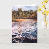 川の絵画の挨拶状 カード (黄色い花)