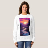 川の谷の上にTシャツの紫の地平線。 スウェットシャツ (正面フル)