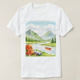 川の近くのキャンプ Tシャツ