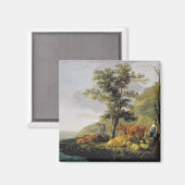 川の近くの牛Aelbert Cuyp マグネット (正面/裏面)