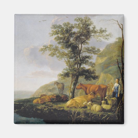 川の近くの牛Aelbert Cuyp マグネット (正面)