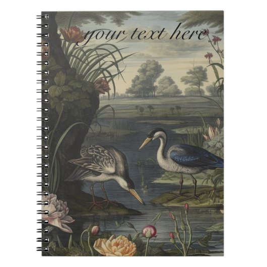 川の青い鶴の植物的なシーン ノートブック (正面)