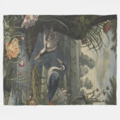 川の青い鶴の植物的なシーン フリースブランケット (正面(横))