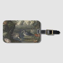 川の青い鶴の植物的なシーン ラゲッジタグ