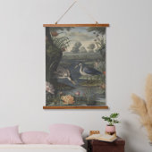 川の青い鶴の植物的なシーン 吊り下げ型タペストリー (寝室)